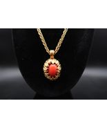 Vtg Fendi Coral Cabochon Princess Length Necklace Statement 17" Rare Hig... - $400.00