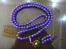 Free Shipping - 10 mm NATURAL  Amethyst / pure Dark Purple  Meditation Yoga 108  - £31.97 GBP