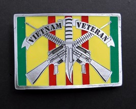 Vietnam Veteran Crossed Rifles Metal Enamel Belt Buckle 3.3 X 2.25 Inches - £13.66 GBP