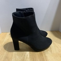 Andiamo Ankle Heel Boots 3&quot; Stacked heel Sparkle beaded Lattice Faux Sue... - $23.28