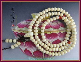 Free Shipping - 8 mm beads Tibetan Natural white sandalwood Mala with Red agate  - £16.23 GBP