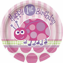 1st Birthday Ladybug Pink 7&quot; Cake Dessert Cake Plates 8 ct - £1.97 GBP