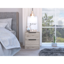 Modern Nightstand w/ 2 Drawers - Light Gray - £141.86 GBP