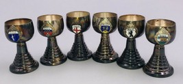 Six (6) Vintage European Capitals Silver Plate Cordial Mini Goblets Pari... - $18.49