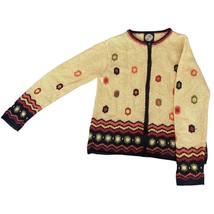 Planet Earth Sweaters women L Knit Zip Up Sweater Hand loomed Peru 100% ... - $26.17