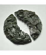 Free Shipping - hand carved Chinese Natural black green Dragon Phoenix j... - $27.32 CAD