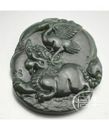 Free Shipping - hand carved Chinese Natural black green Dragon jadeite j... - $19.99