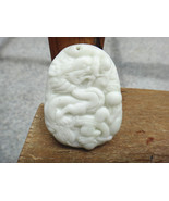 Free Shipping - Chinese 100% Natural white Dragon jadeite jade  Amulet c... - £15.96 GBP