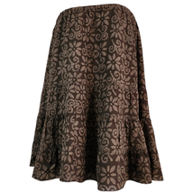 Fresh Produces (XL) Brown Ruffled Floral Print 100%Cotton Midi Skirt Mad... - $25.92