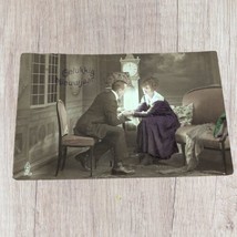 Postcard Romance Happy New Dutch Year Couple Look Midnight Sofa Chair Gi... - £7.08 GBP