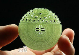 Free Shipping -  Jadeite Jade Good luck Hand- carved AAA Natural green d... - £20.78 GBP
