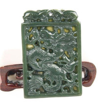 Free Shipping - Genuine AAA Natural  Green Jadeite Jade carved Dragon charm Pend - £23.42 GBP