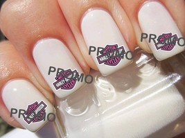 Pink Harley Motorcycle Salon Quality Nail Art Decals - $230.94 MXN