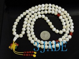 Free Shipping - 37&quot; Natural Striped Tridacna Shell 108 Prayer Beads Mala necklac - £29.88 GBP