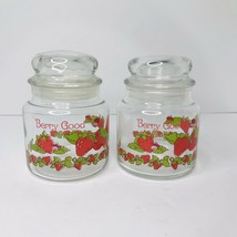 Vintage Strawberry Shortcake Berry Good Glass Storage Canister Candy Jar... - $24.70