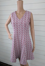 Mod Dress Red White Blue Sleeveless Vintage 60s Polyester M - $24.00