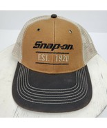 NOS Vintage Snap On Tools Hook N Loop Mesh Hat Cap Embroidery Black Brown - £13.25 GBP