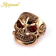 Ajojewel Size 8-10 Gold-color Mens  Rings With Red Crystal Eyes  Anillo Cristal  - £7.84 GBP