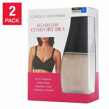 Carole Hochman Ladies&#39; Size Large, Wirefree Bra, 2-pack Black (1) Moonli... - £17.37 GBP