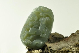Free Shipping -  green Jadeite Jade / natural green jade carved Horse charm Pend - £31.96 GBP