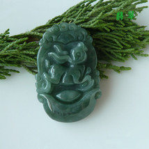 Free Shipping -good luck Amulet Natural dark green Jadeite Jade Rabbit charm Pen - £15.80 GBP