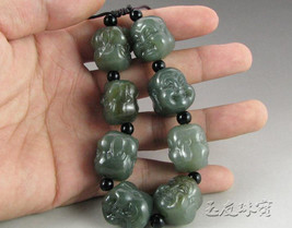 Free Shipping - good luck Hand Carved / Handcrafted natural green Jade Laughing  - £44.50 GBP