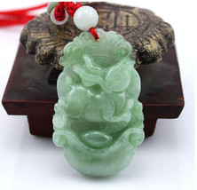 Free Shipping -good luck Amulet Natural  green Jadeite Jade Rabbit charm Pendant - £15.80 GBP