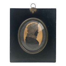 Antique Georgian Silhouette Cut Paper Hand Painted Woman In Bonnet 6&quot; Framed U34 - £150.39 GBP
