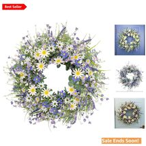 22-Inch Summer Wreath for Front Door Vibrant Floral Decor in Blue Purple... - $55.39