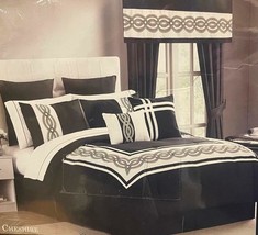 Hotel Collection 12-Piece Bed-In-A-Bag White and Black Queen Polyester - £105.99 GBP