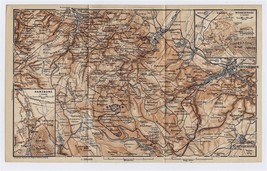 1910 Original Map Of Harz Mountains Bad Harzburg Brocken SAXONY-ANHALT Germany - £16.80 GBP