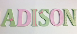 Wood Letters-Nursery Decor- Pink &amp; Green - Price Per Letter-Custom made ... - $12.50