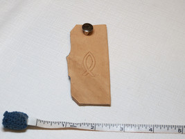 Handmade leather key holder light tan with Jesus Fish 3.25&quot; X 1.5&quot; color... - £8.09 GBP