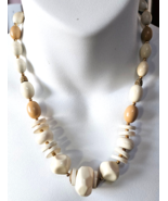 Vintage Signed Trifari Cream and Beige Color Plastic Bead Necklace 18.5&quot; - $27.45 CAD