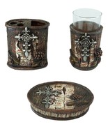 Le Fleur Cross Birch And Pinecones Tumbler Cup Soap Dish &amp; Toothbrush Ho... - £27.32 GBP