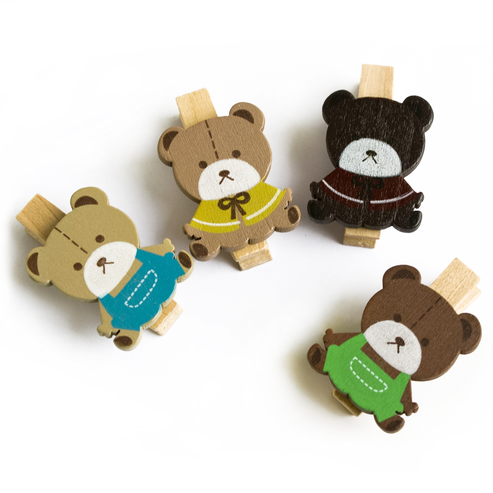 [Lovely Bear] Wooden Clips / Wooden Clamps / Mini Clips