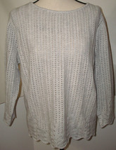 NWT New Womens 1X 2X Ryllace Plus 100% Cashmere Sweater Light Gray Scalloped Sof - £71.68 GBP