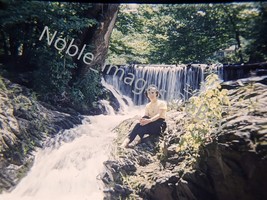 1951 Waterfall Smoky Mountains Woman Tennessee Red-Border Kodachrome 35mm Slide - £4.28 GBP