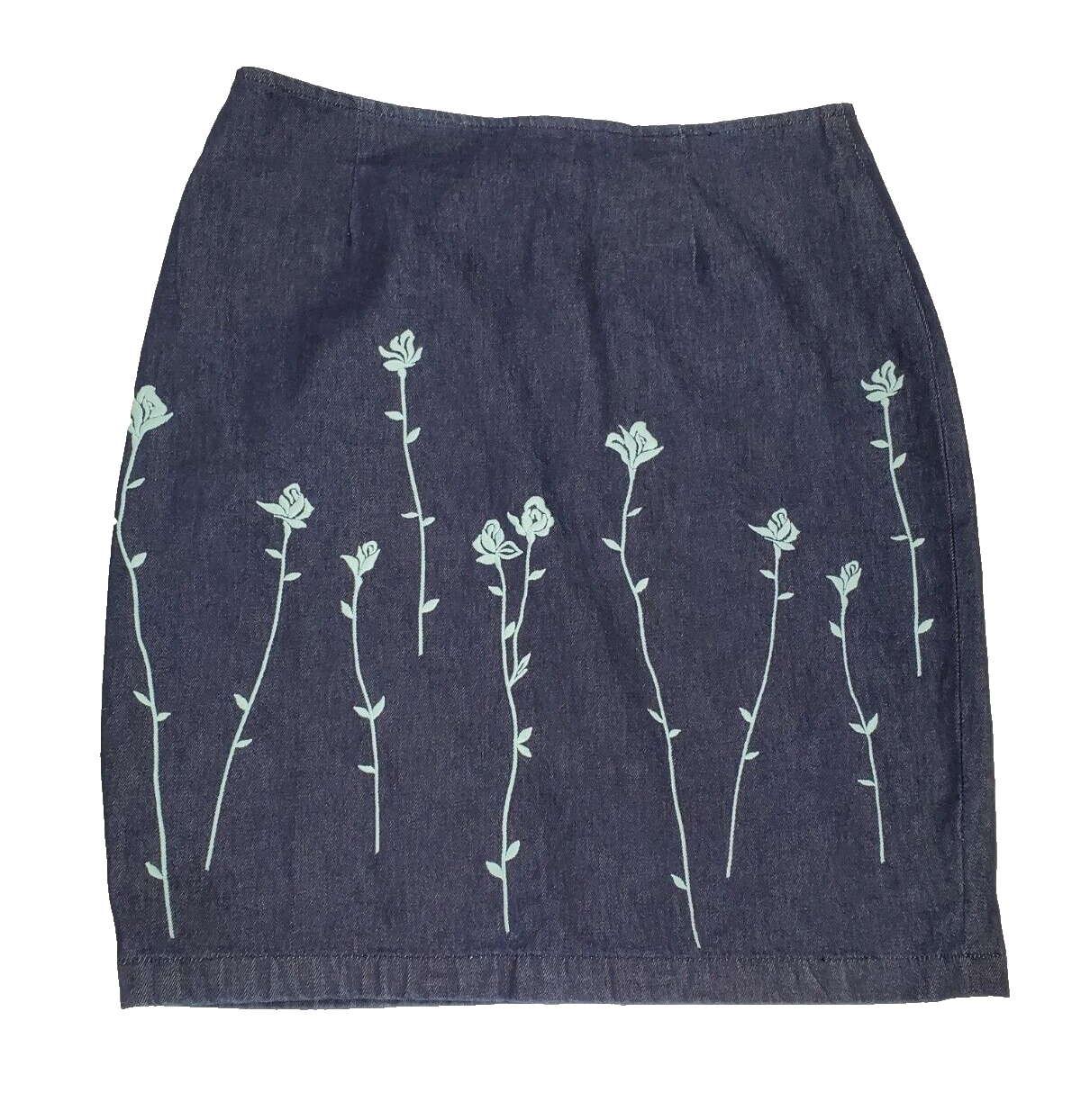 Primary image for Paradox Skirt Women's Missy Size 14 Denim Vintage Y2K Embroidered Blue Flowers