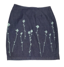 Paradox Skirt Women&#39;s Missy Size 14 Denim Vintage Y2K Embroidered Blue F... - £18.68 GBP