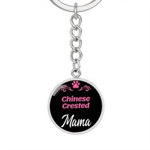 Dog Mom Keyring Chinese Crested Mama Circle Keychain Stainless Steel or 18k Gol - £30.33 GBP+