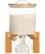 Hblife 8 Lbs Glass Rice Dispenser With Wooden Stand Flour And Cereal, 5L - $95.98