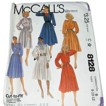 McCall&#39;s 8128 Button Front Dress Vintage Sewing Pattern 8-10-12 - $4.80