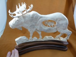 (moo-50) white Moose Elk bull walking shed ANTLER figurine on base Bali ... - £280.31 GBP