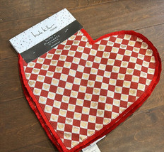 Nicole Miller Set Of 4 Placemats Red Gold Hearts Checkered New - £27.96 GBP