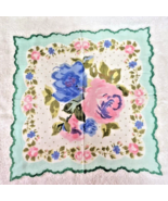 Vintage Hankie Soft Water Colored Floral Print Pink Blue Soft Green 12 Inch - $13.59 CAD