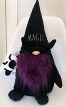 RAE DUNN Halloween MAGIC Gnome Weighted Plush Black Cat Bats Purple - £19.77 GBP