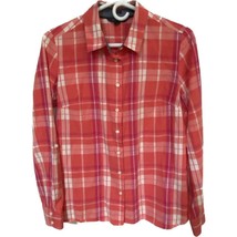 Tommy Hilfiger Classic Fit Women&#39;s Medium Paid Button Down Shirt Red White Purpl - £11.75 GBP