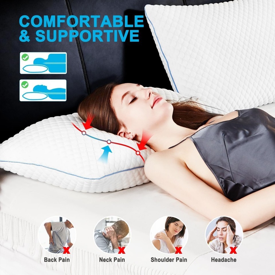 Hypoallergenic Cooling Pillow Set - Ultimate Comfort for Side and Back Sleepers Item image 4
