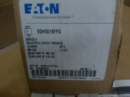 (NIB)EATON EGH3015FFG CIRCUIT BREAKER /3P 15AMP 480VAC /HARDWARE &amp; INFO ... - £226.16 GBP